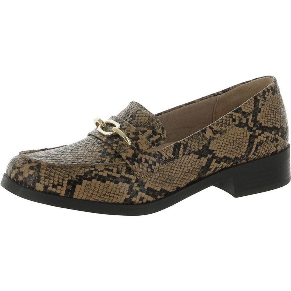 LifeStride Womens Sonoma Brown Snake Print Faux Leather Loafers Shoes NWT